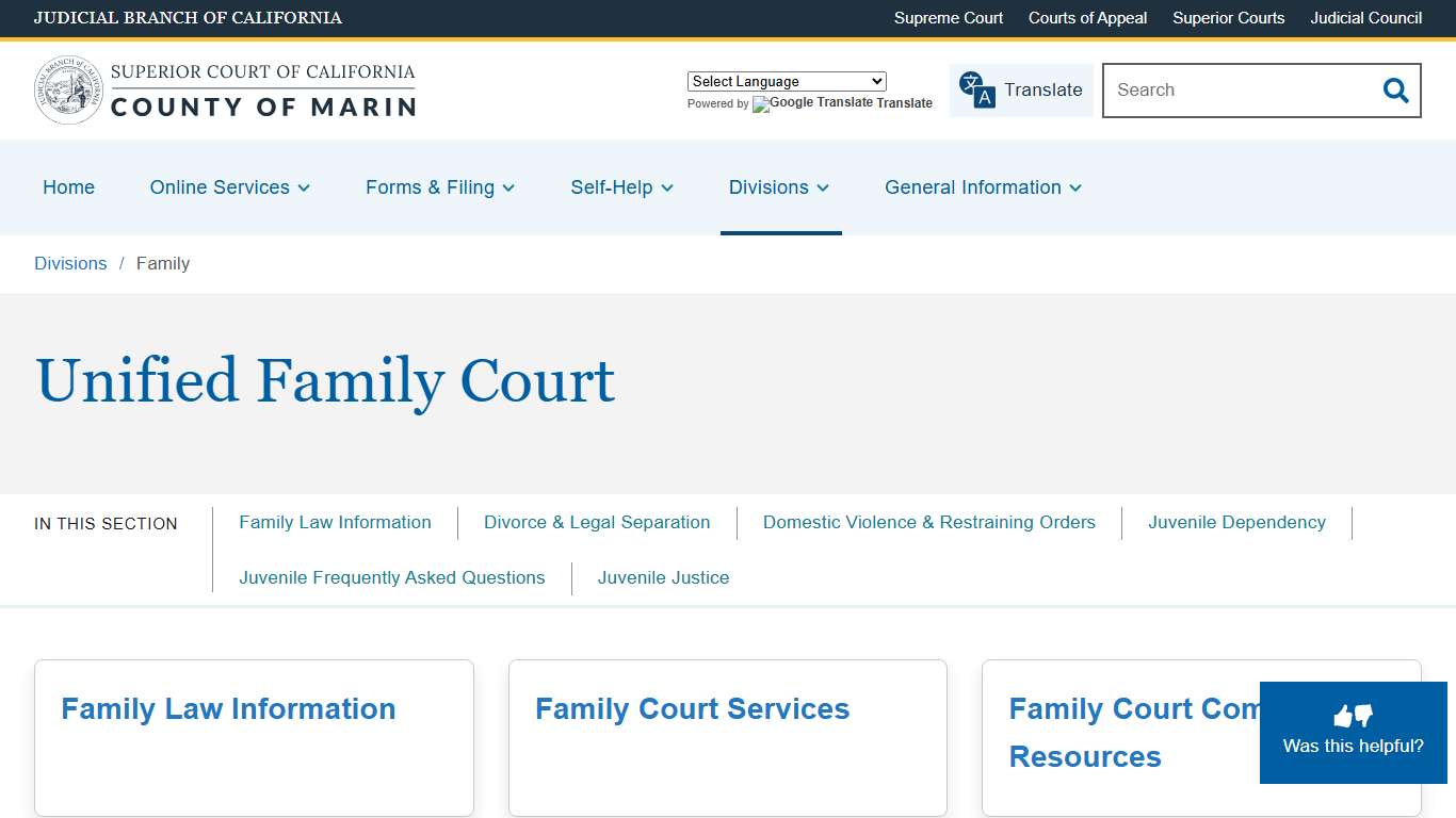 Family Superior Court of California County of Marin